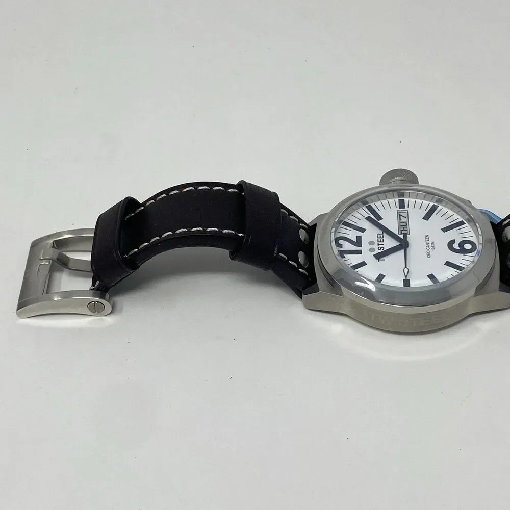 NEW TW Steel CEO Canteen 45mm Watch CE1005 Brown Leather White Dial Quartz - Picture 10 of 13